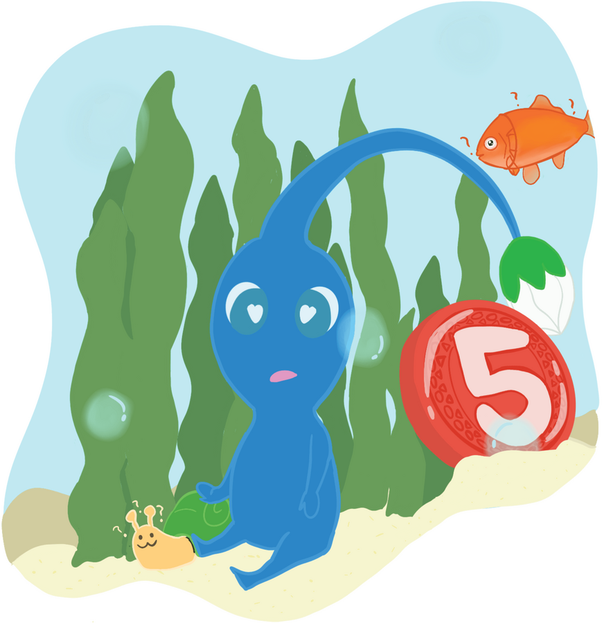 Blue Pikmin Underwater confusing the local fauna